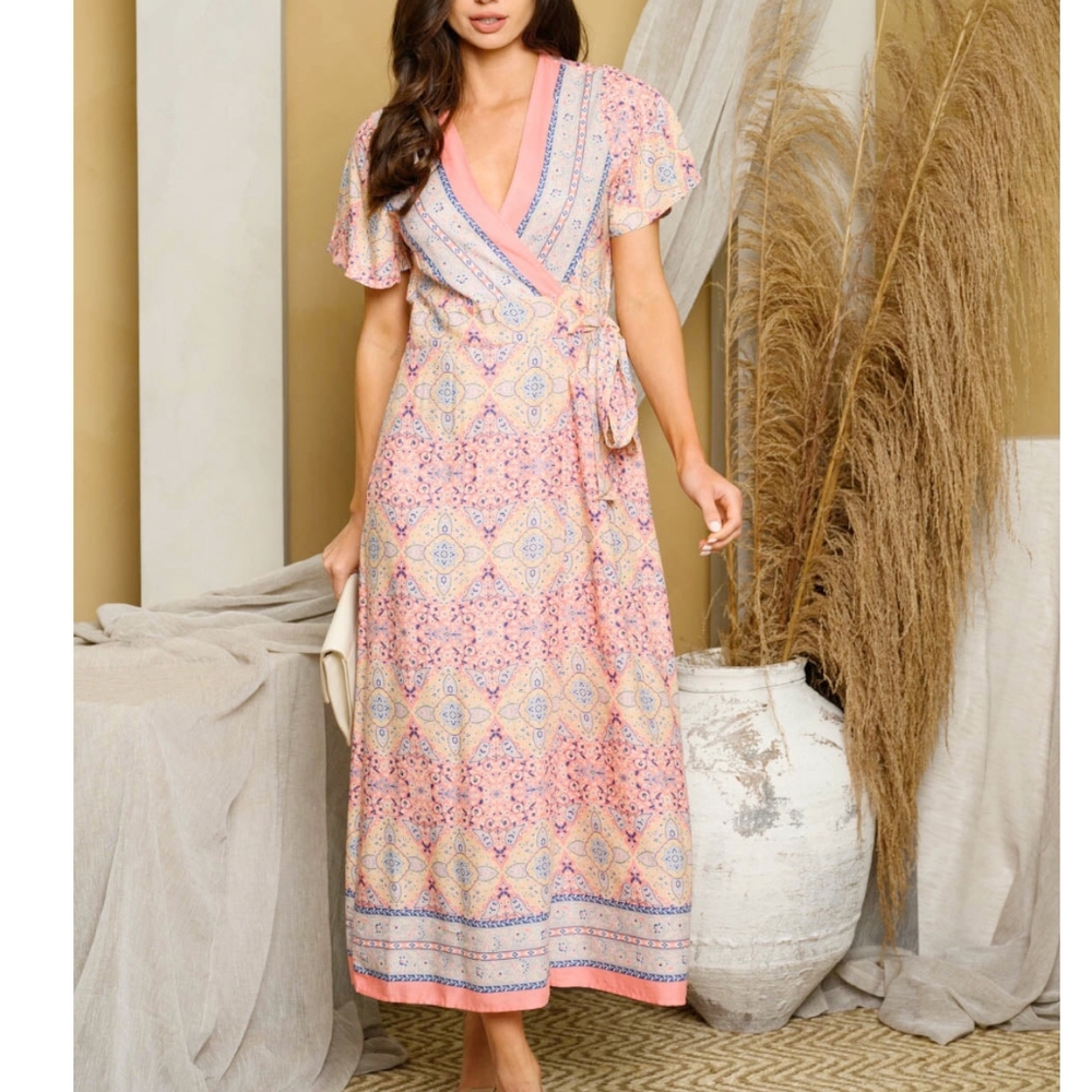 Boho Chic Gorgeous Wrap Around Maxi Dress - Picture 3 of 4